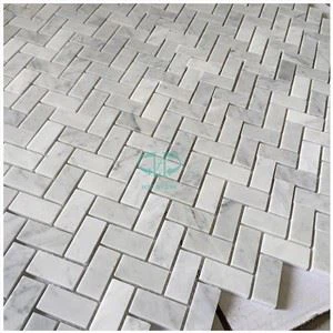 Bianco Carrara Herringbone marmar mozaikasi