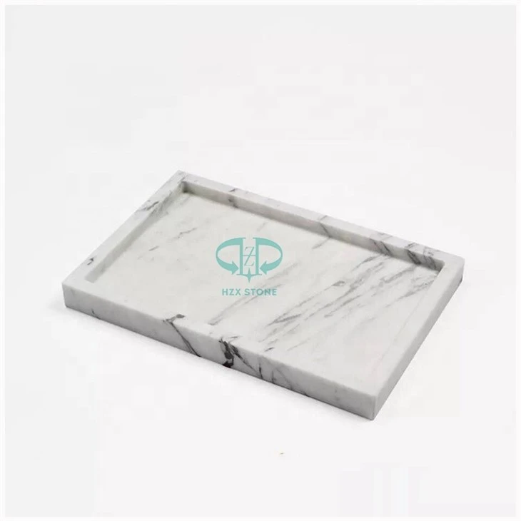 White Marble Rectangular Vanity Tray